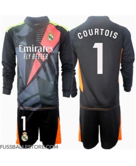 Günstige Real Madrid Thibaut Courtois #1 Torwart Auswärts Trikotsatzt Kinder 2024-25 Langarm (+ Kurze Hosen)